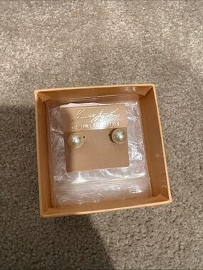 Kenneth Jay Lane Gold-Tone Ivory Large Pearl Stud Earrings